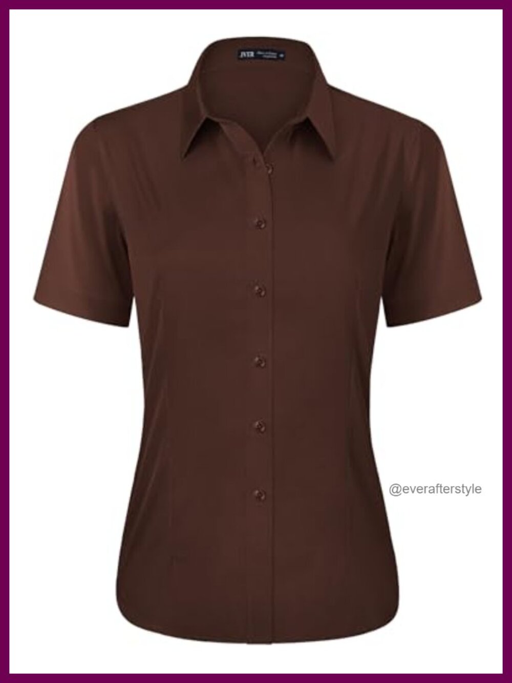 Women's Stretch Button Down Short Sleeve Dress Shirt Work Blouse